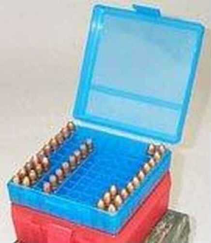 MTM Slip-Top Ammunition Box 50 Round Square Hole 38 - 357 Clear Red E50-38-29